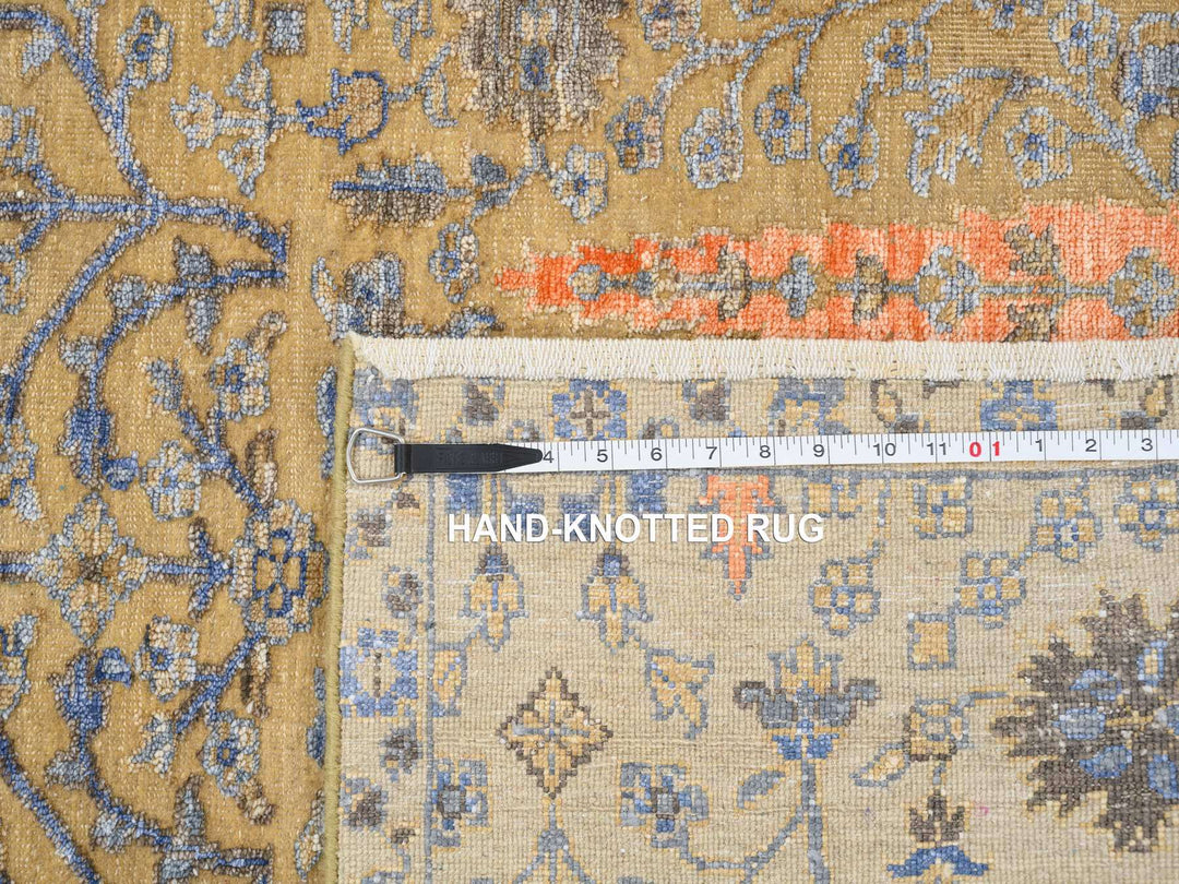 4'1" x 6'2" New Hand Knotted Brown Wool & Silk Rectangle Oriental Rug - MOA10264454