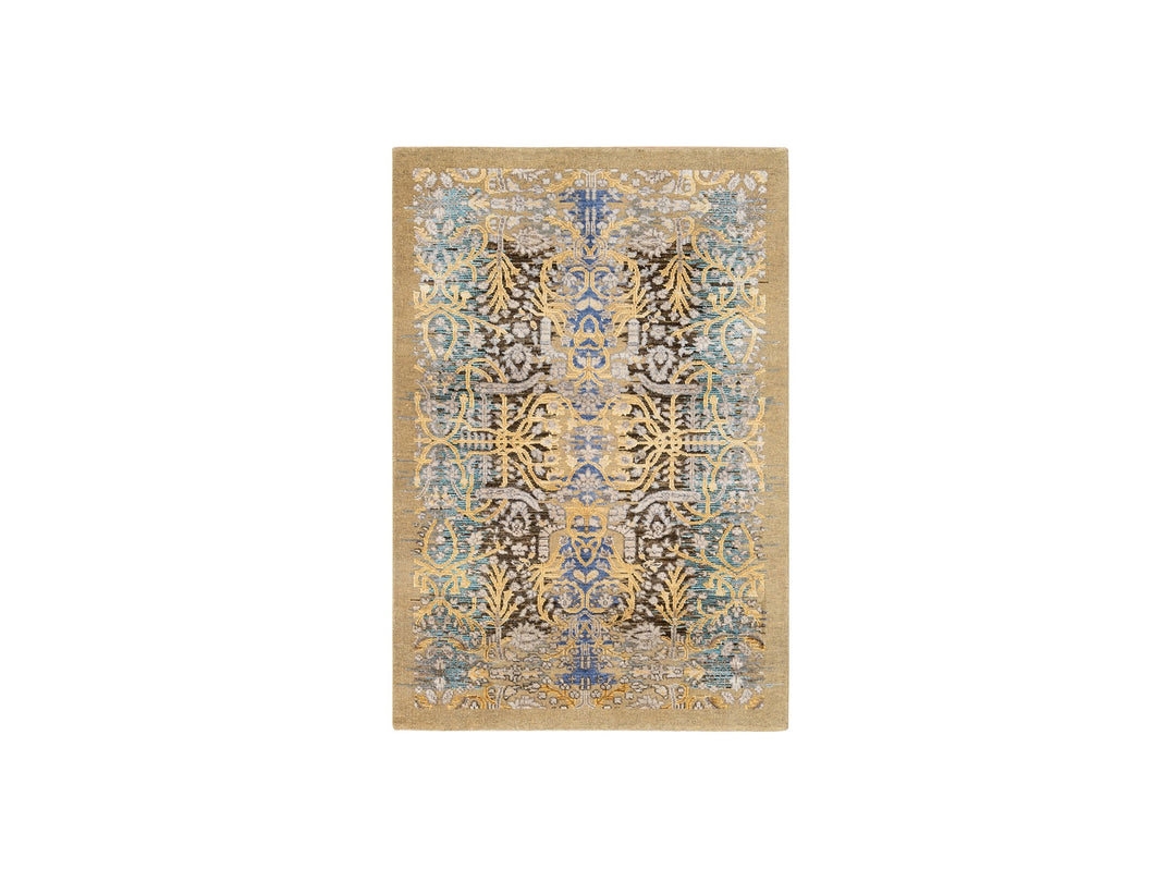 3'2" x 5'0" New Hand Knotted Brown Wool & Silk Rectangle Oriental Rug - MOA10264459