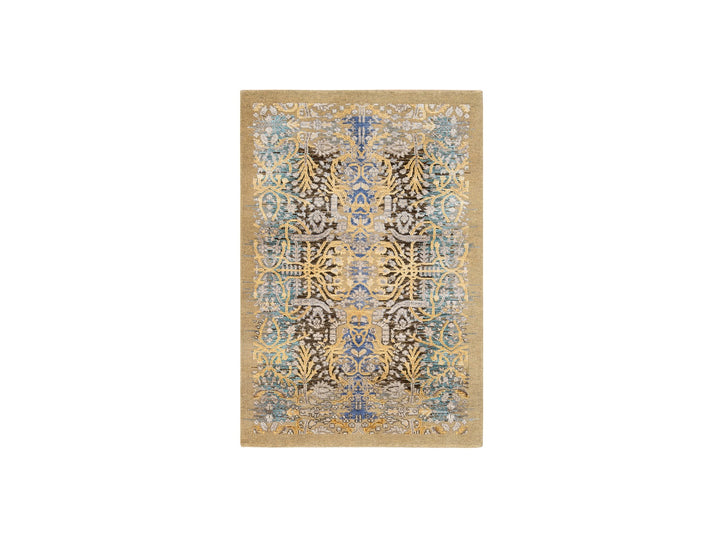 3'2" x 5'0" New Hand Knotted Brown Wool & Silk Rectangle Oriental Rug - MOA10264459