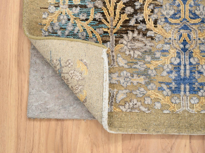 3'2" x 5'0" New Hand Knotted Brown Wool & Silk Rectangle Oriental Rug - MOA10264459