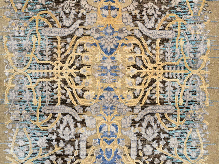 3'2" x 5'0" New Hand Knotted Brown Wool & Silk Rectangle Oriental Rug - MOA10264459