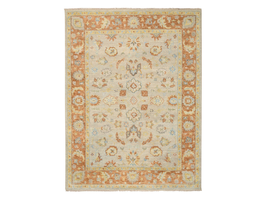 9'1" x 11'9" New Hand Knotted Beige Wool Rectangle Oriental Rug - MOA10264480