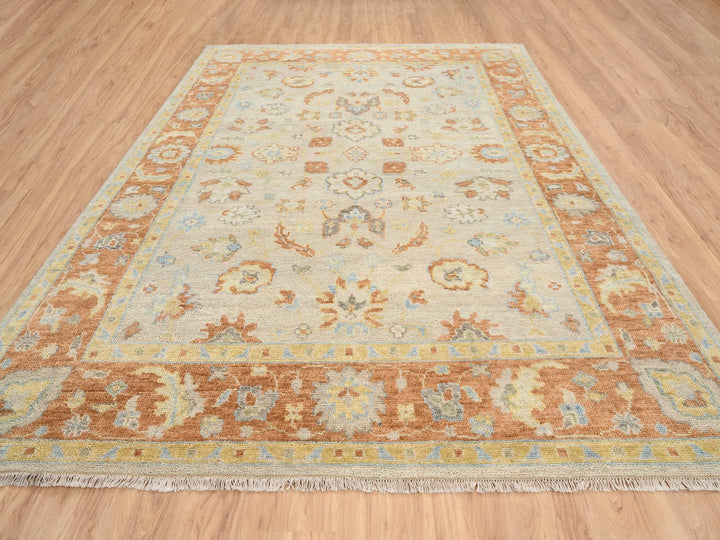 9'1" x 11'9" New Hand Knotted Beige Wool Rectangle Oriental Rug - MOA10264480