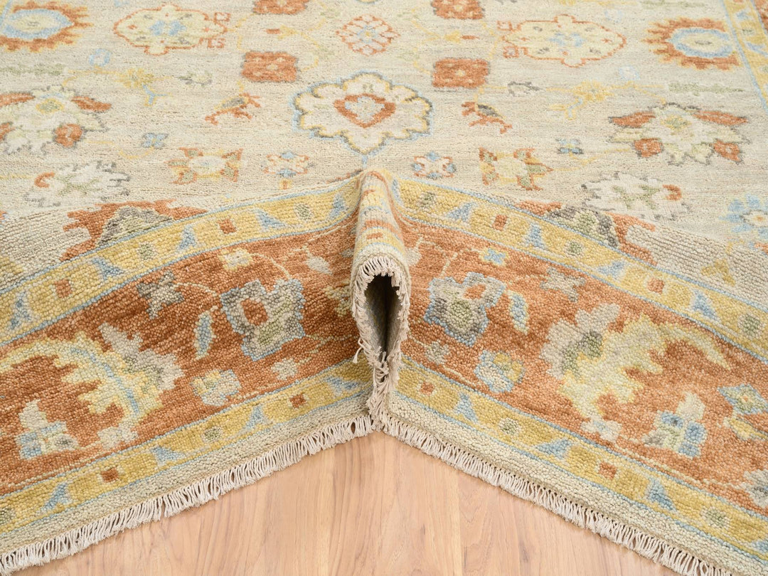 9'1" x 11'9" New Hand Knotted Beige Wool Rectangle Oriental Rug - MOA10264480