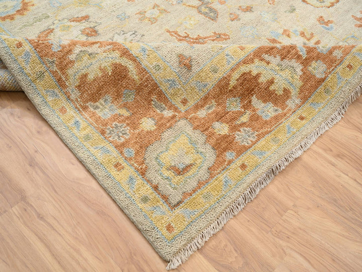 9'1" x 11'9" New Hand Knotted Beige Wool Rectangle Oriental Rug - MOA10264480