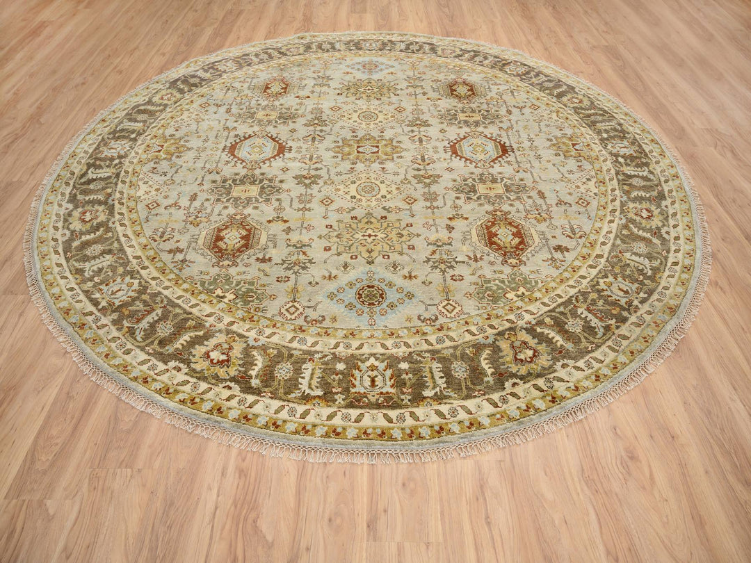 10'0" x 10'0" New Hand Knotted Grey Wool Round Oriental Rug - MOA10264485
