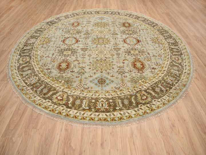 10'0" x 10'0" New Hand Knotted Grey Wool Round Oriental Rug - MOA10264485