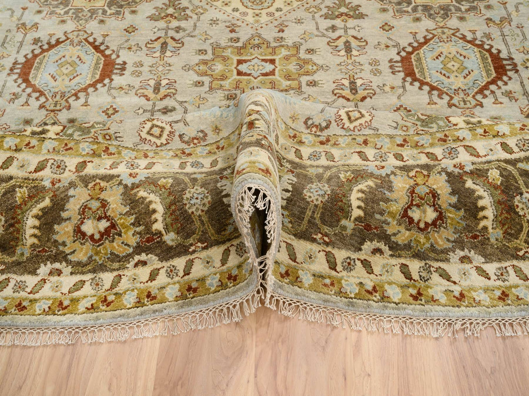 10'0" x 10'0" New Hand Knotted Grey Wool Round Oriental Rug - MOA10264485