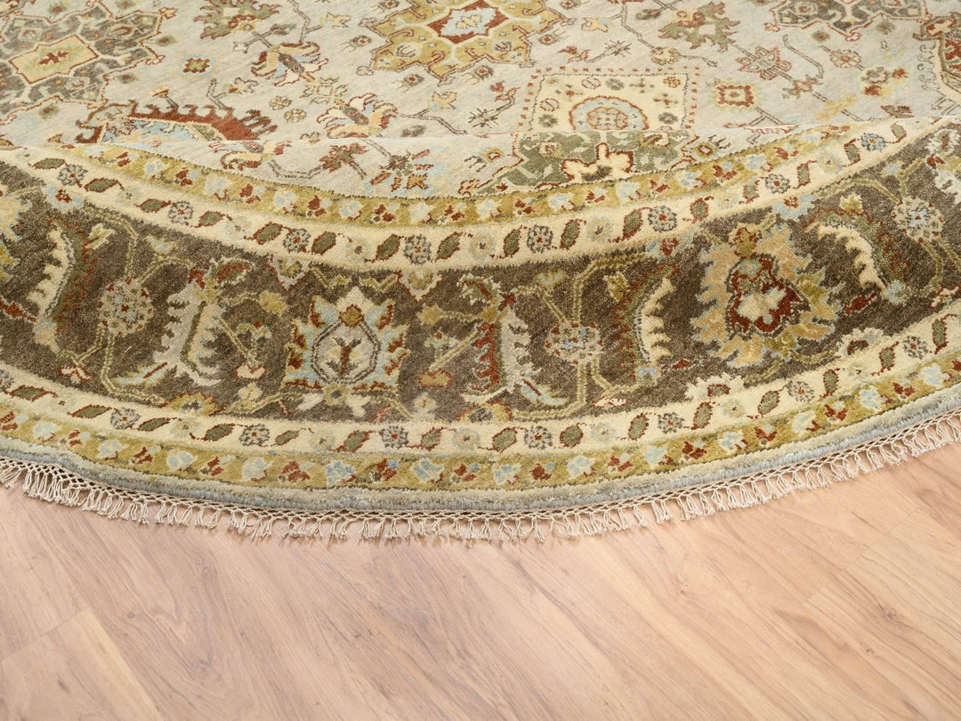 10'0" x 10'0" New Hand Knotted Grey Wool Round Oriental Rug - MOA10264485