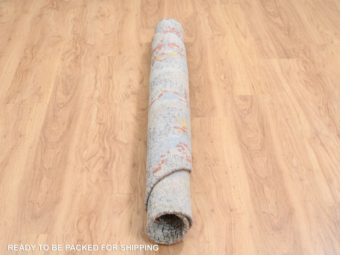 5'10" x 5'10" New Hand Knotted Beige Wool & Silk Round Oriental Rug - MOA10264487