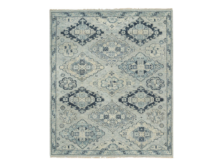 8'0" x 10'0" New Hand Knotted Grey Wool Rectangle Oriental Rug - MOA10264509