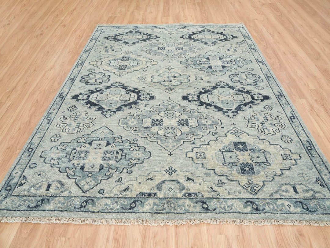8'0" x 10'0" New Hand Knotted Grey Wool Rectangle Oriental Rug - MOA10264509