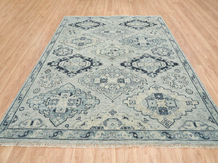8'0" x 10'0" New Hand Knotted Grey Wool Rectangle Oriental Rug - MOA10264509