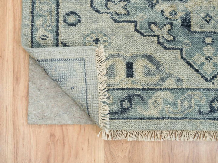 8'0" x 10'0" New Hand Knotted Grey Wool Rectangle Oriental Rug - MOA10264509
