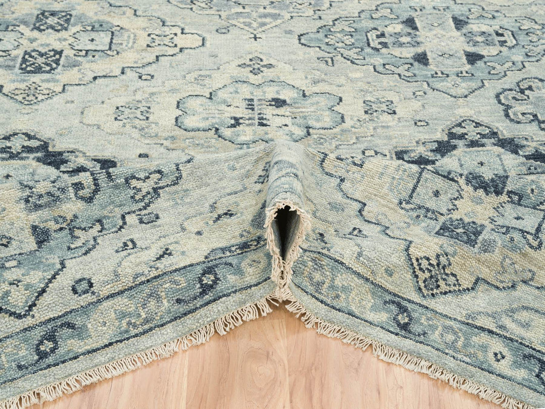8'0" x 10'0" New Hand Knotted Grey Wool Rectangle Oriental Rug - MOA10264509