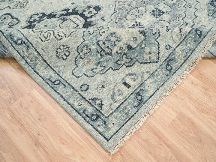 8'0" x 10'0" New Hand Knotted Grey Wool Rectangle Oriental Rug - MOA10264509