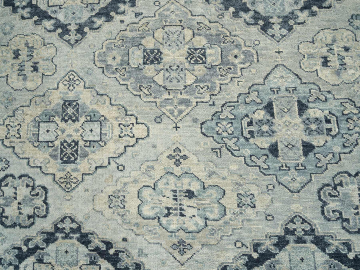 8'0" x 10'0" New Hand Knotted Grey Wool Rectangle Oriental Rug - MOA10264509