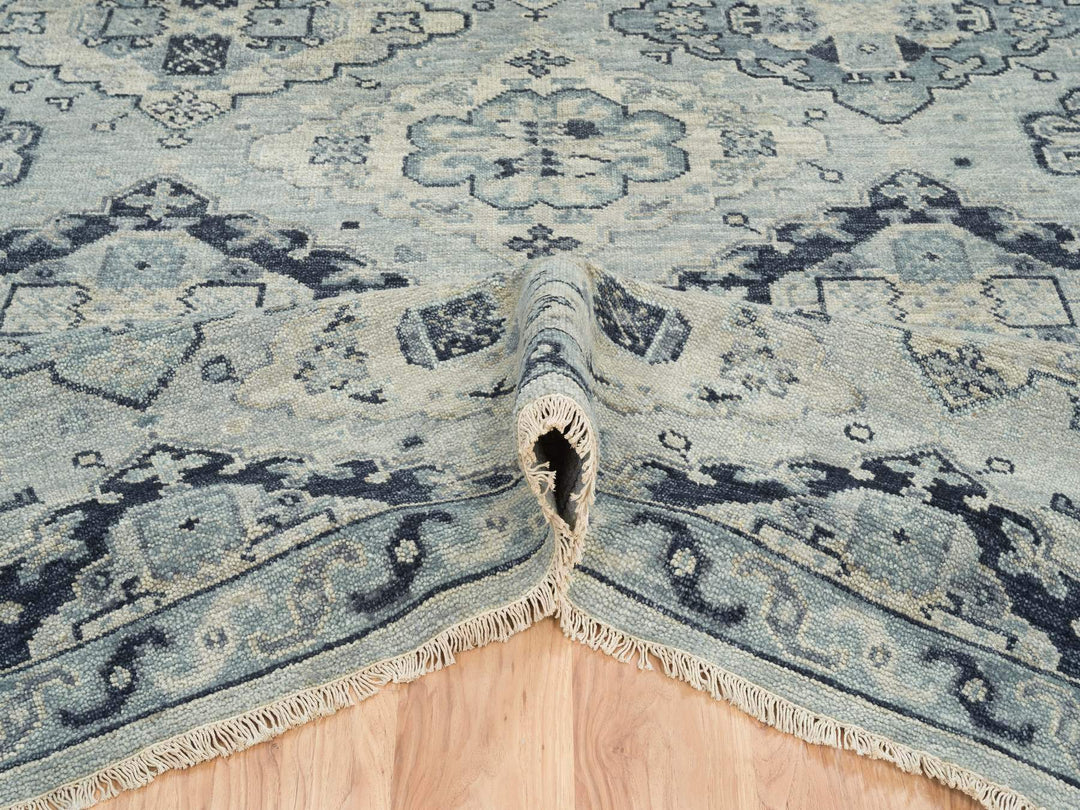 8'10" x 12'0" New Hand Knotted Grey Wool Rectangle Oriental Rug - MOA10264513