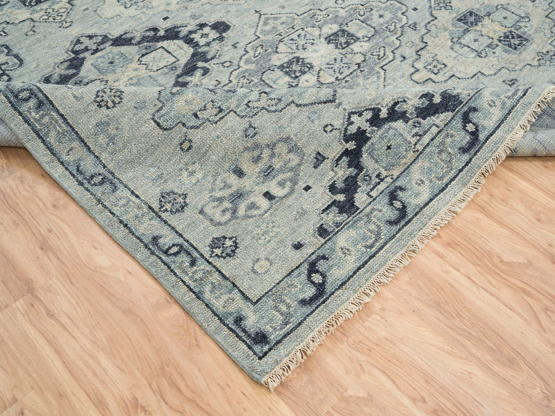 8'10" x 12'0" New Hand Knotted Grey Wool Rectangle Oriental Rug - MOA10264513