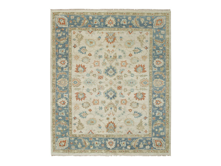 8'1" x 10'0" New Hand Knotted Ivory Wool Rectangle Oriental Rug - MOA10264514