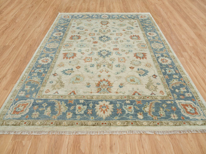 8'1" x 10'0" New Hand Knotted Ivory Wool Rectangle Oriental Rug - MOA10264514