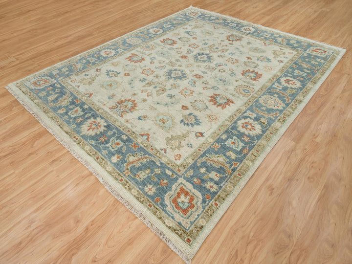 8'1" x 10'0" New Hand Knotted Ivory Wool Rectangle Oriental Rug - MOA10264514
