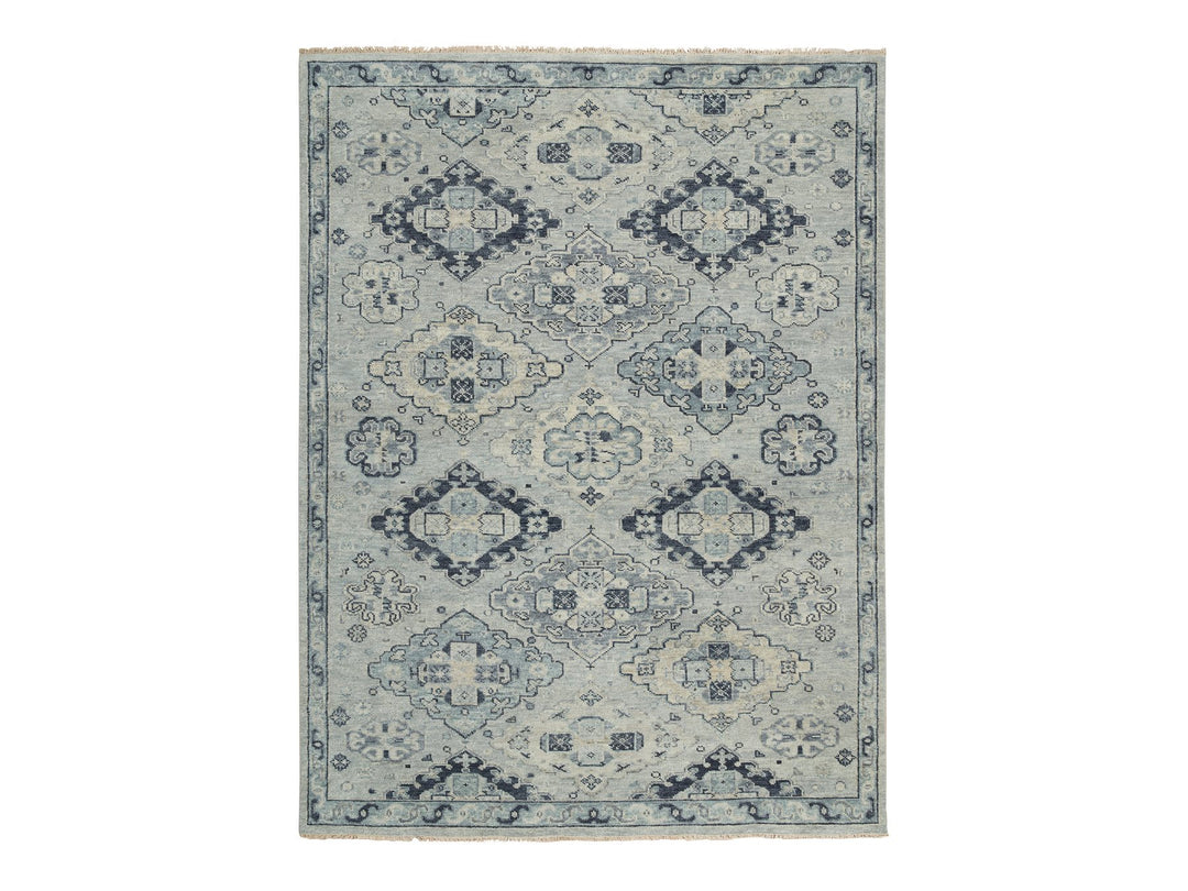 8'10" x 11'10" New Hand Knotted Grey Wool Rectangle Oriental Rug - MOA10264520