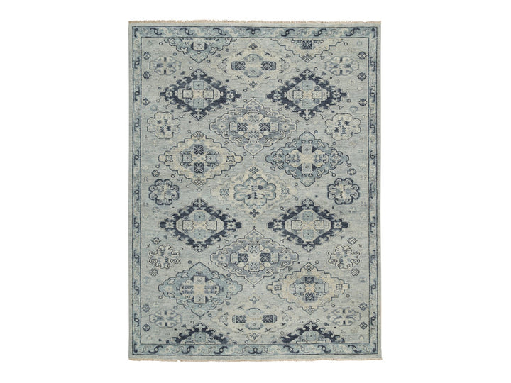 8'10" x 11'10" New Hand Knotted Grey Wool Rectangle Oriental Rug - MOA10264520