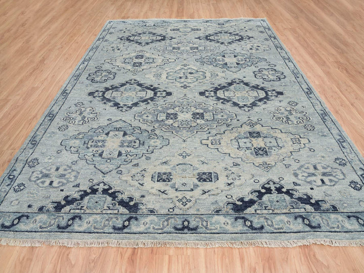 8'10" x 11'10" New Hand Knotted Grey Wool Rectangle Oriental Rug - MOA10264520