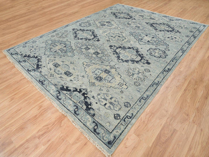 8'10" x 11'10" New Hand Knotted Grey Wool Rectangle Oriental Rug - MOA10264520