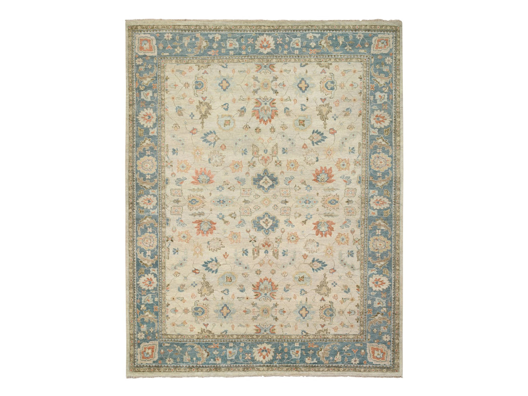 13'10" x 18'0" New Hand Knotted Ivory Wool Rectangle Oriental Rug - MOA10264530