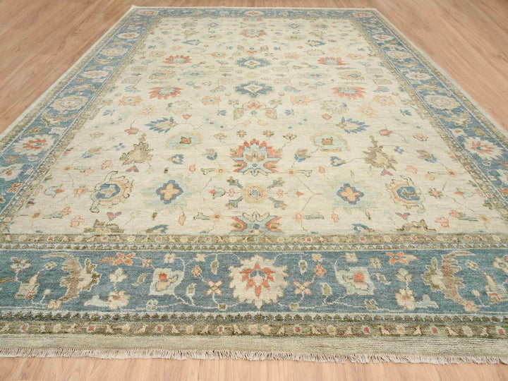 13'10" x 18'0" New Hand Knotted Ivory Wool Rectangle Oriental Rug - MOA10264530