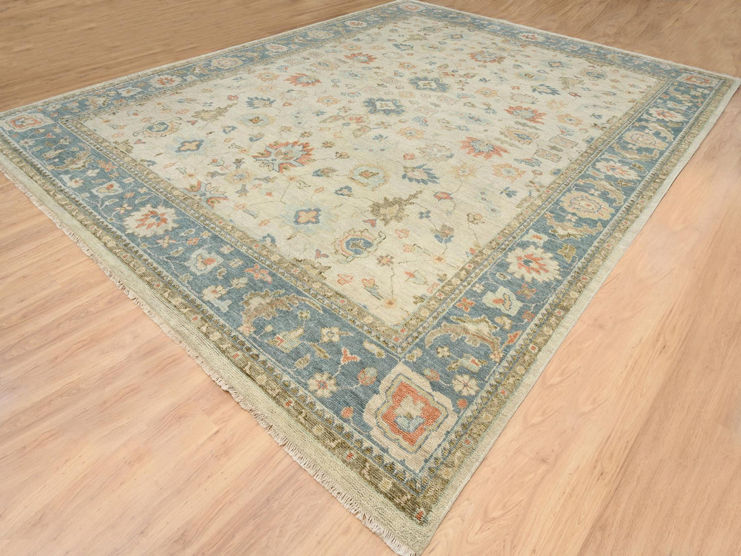 13'10" x 18'0" New Hand Knotted Ivory Wool Rectangle Oriental Rug - MOA10264530