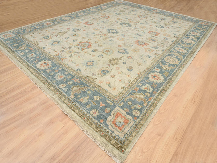 13'10" x 18'0" New Hand Knotted Ivory Wool Rectangle Oriental Rug - MOA10264530