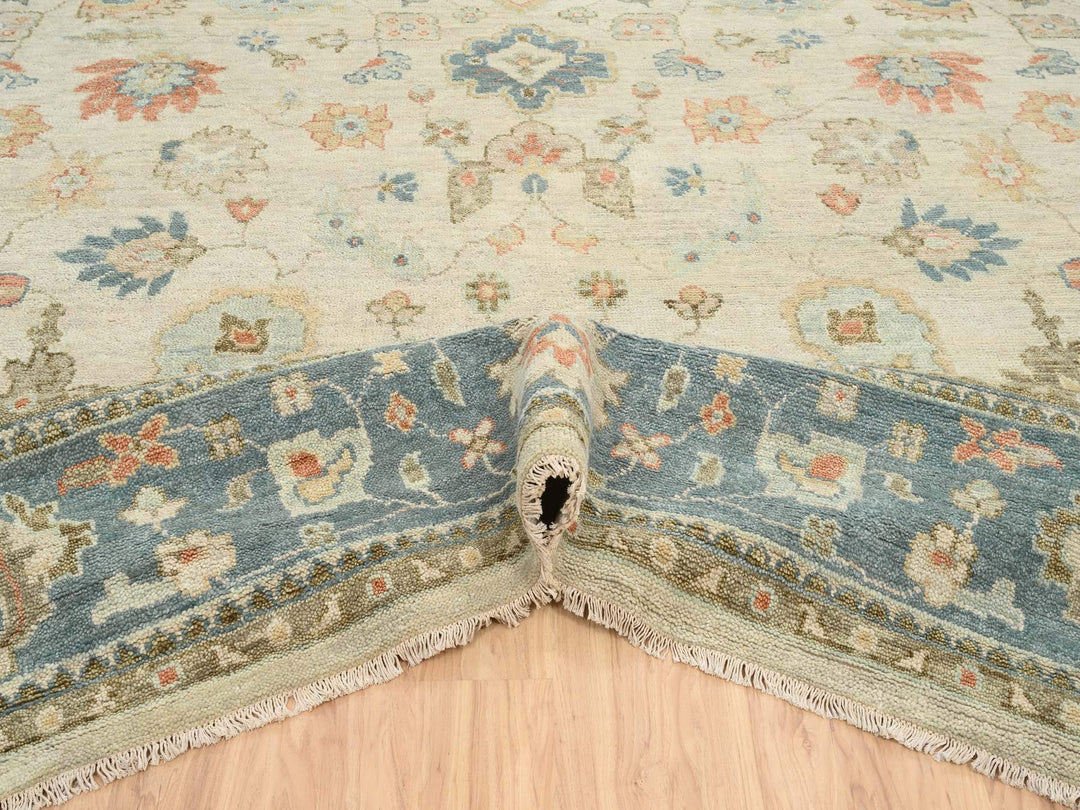 13'10" x 18'0" New Hand Knotted Ivory Wool Rectangle Oriental Rug - MOA10264530