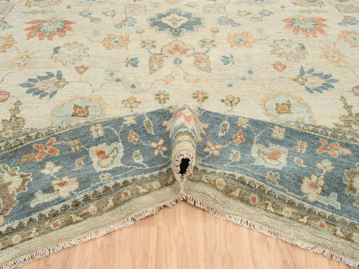 13'10" x 18'0" New Hand Knotted Ivory Wool Rectangle Oriental Rug - MOA10264530