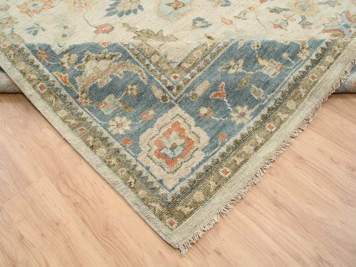13'10" x 18'0" New Hand Knotted Ivory Wool Rectangle Oriental Rug - MOA10264530