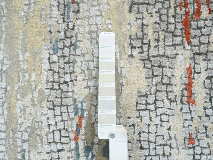 2'6" x 17'8" New Hand Knotted Orange Wool & Silk Runner Oriental Rug - MOA10264539