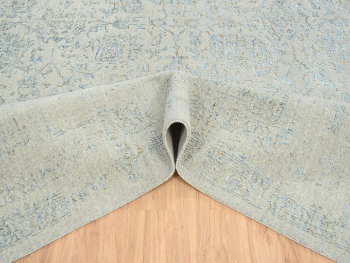 12'0" x 17'10" New Hand Loomed Blue Wool Rectangle Oriental Rug - MOA10264545