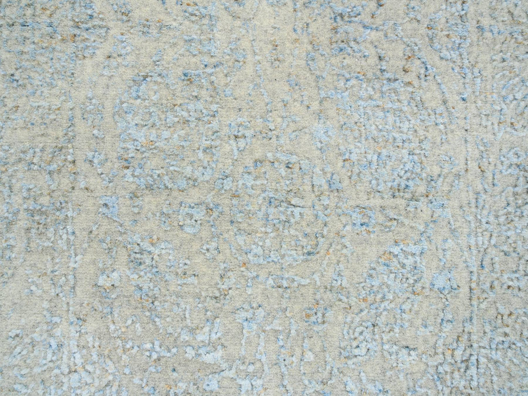 2'7" x 12'0" New Hand Loomed Blue Wool & Silk Runner Oriental Rug - MOA10264552