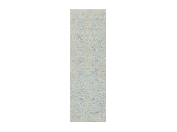 2'6" x 8'0" New Hand Loomed Blue Wool & Silk Runner Oriental Rug - MOA10264558