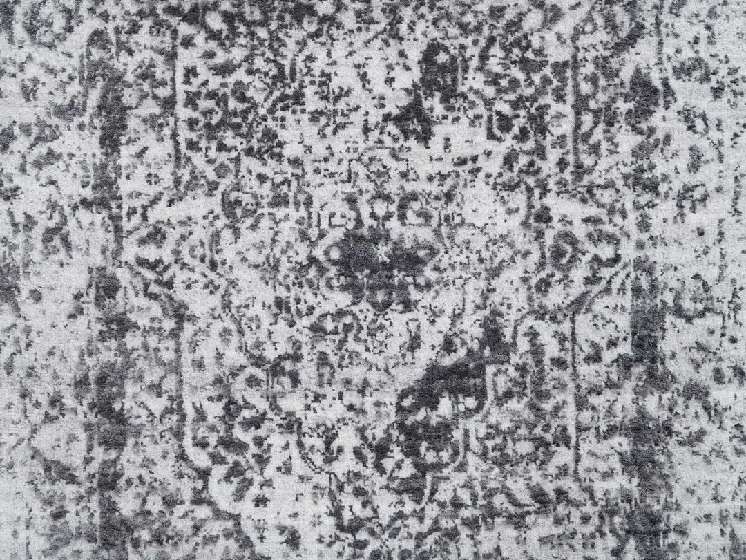 2'7" x 18'1" New Hand Knotted Grey Wool & Silk Runner Oriental Rug - MOA10264559