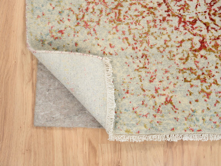 4'2" x 6'0" New Hand Knotted Pink Wool & Silk Rectangle Oriental Rug - MOA10264561