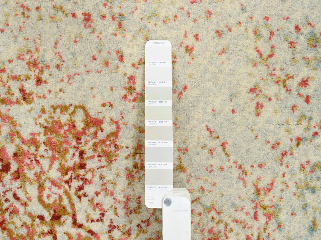 4'2" x 6'0" New Hand Knotted Pink Wool & Silk Rectangle Oriental Rug - MOA10264561