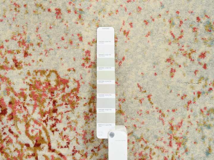 4'2" x 6'0" New Hand Knotted Pink Wool & Silk Rectangle Oriental Rug - MOA10264561