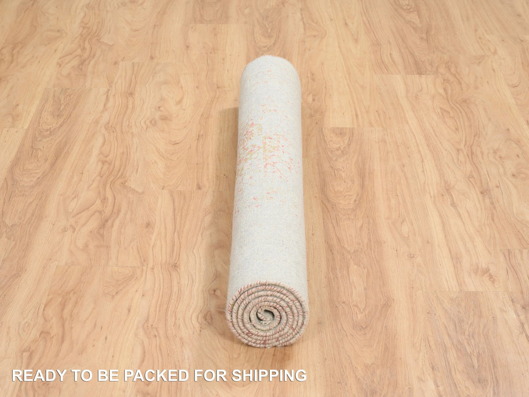 4'2" x 6'0" New Hand Knotted Pink Wool & Silk Rectangle Oriental Rug - MOA10264561