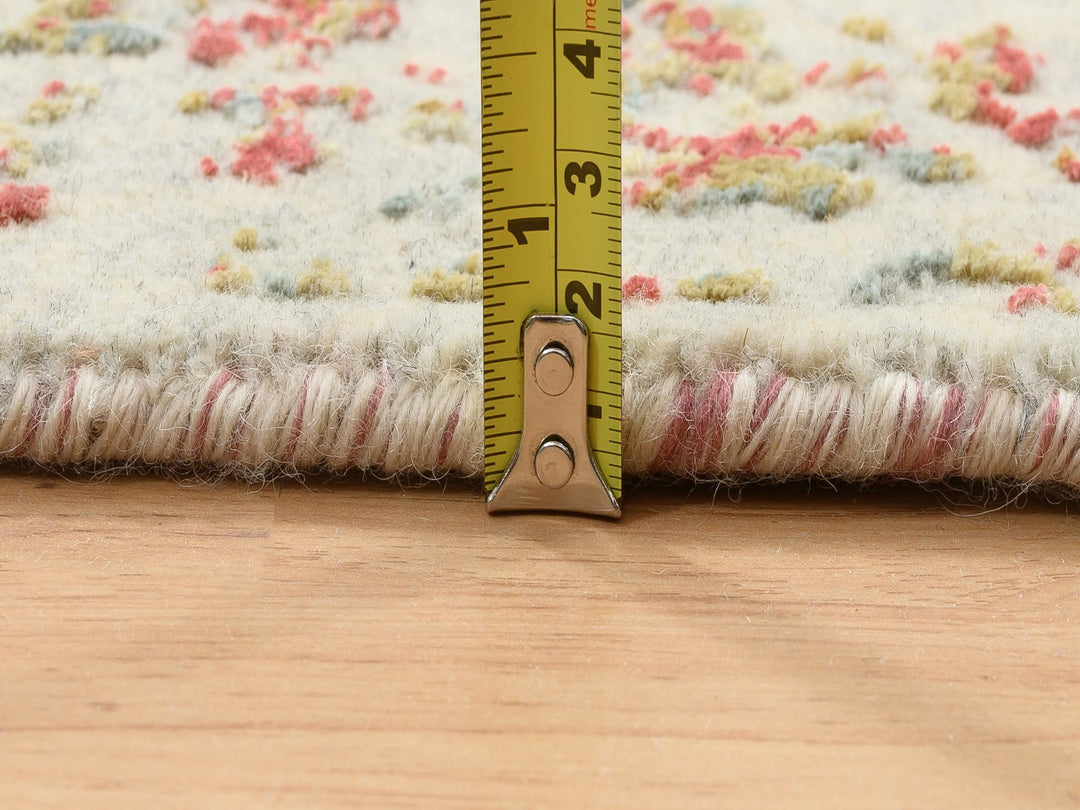 4'2" x 6'0" New Hand Knotted Pink Wool & Silk Rectangle Oriental Rug - MOA10264561