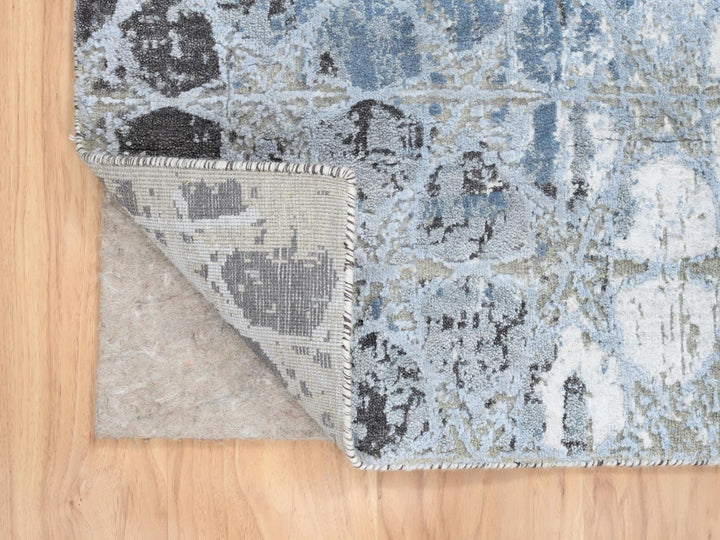 2'8" x 5'10" New Hand Knotted Grey Wool & Silk Rectangle Oriental Rug - MOA10264562