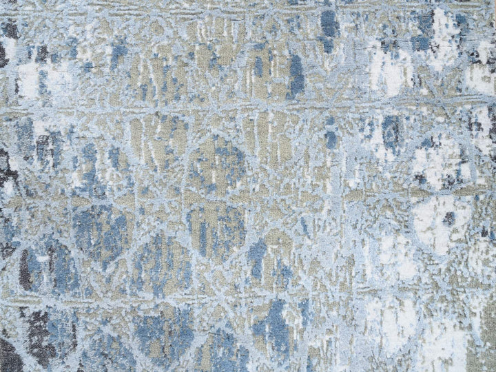 2'8" x 5'10" New Hand Knotted Grey Wool & Silk Rectangle Oriental Rug - MOA10264562
