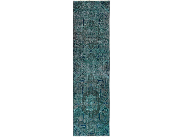 2'6" x 9'8" Vintage Hand Knotted Overdyed Wool Runner Oriental Rug - MOA102645